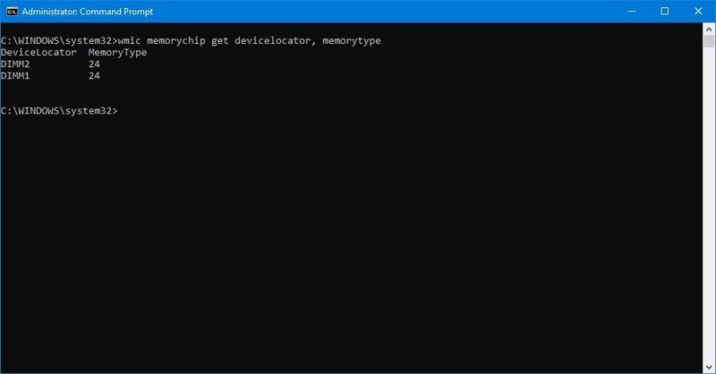 Comando de verificación de tipo de RAM de Windows 10