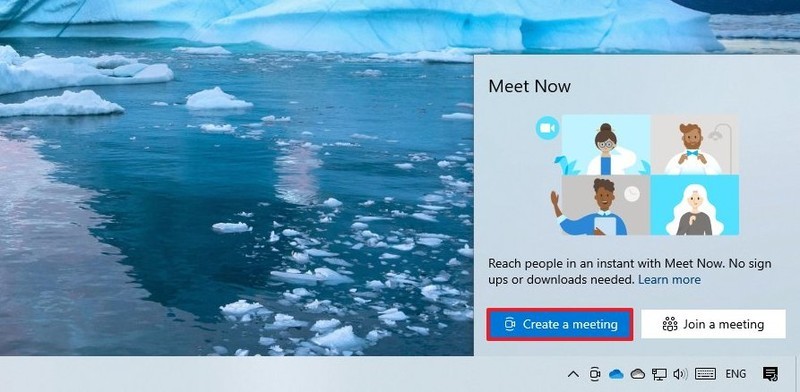 Windows 10 Meet Now crear reunión