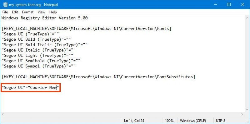 Configuración de fuente del registro