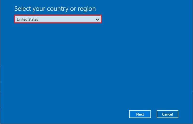 Región de activación de Windows 10