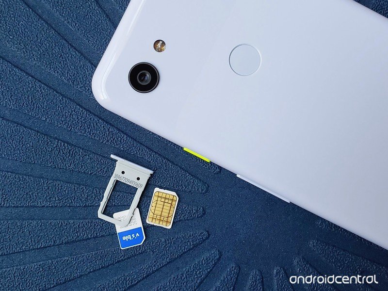 Visible SIM card next to Pixel 3a