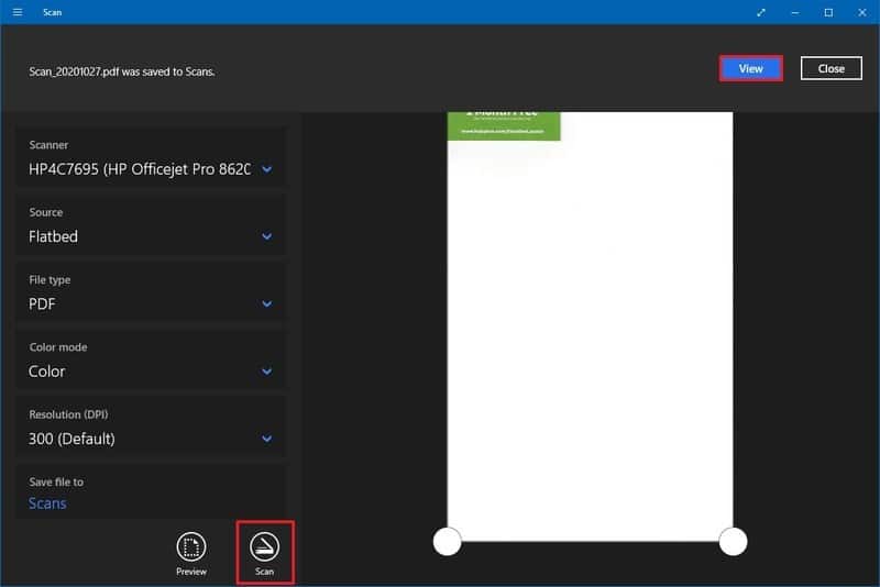 Escanear documento en Windows 10