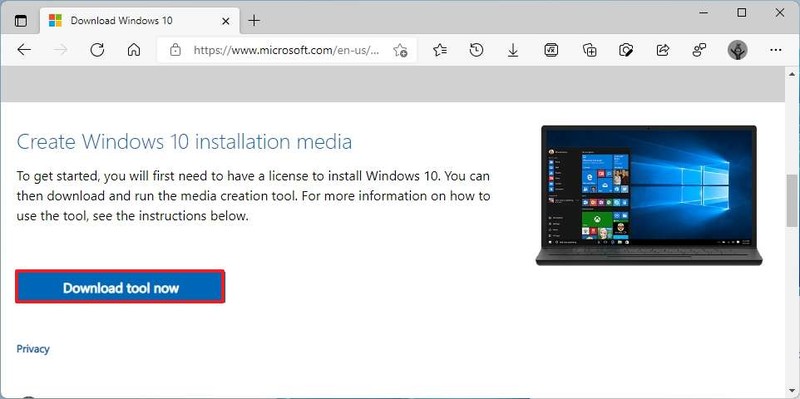 Descargar la herramienta de creación de medios para Windows 10