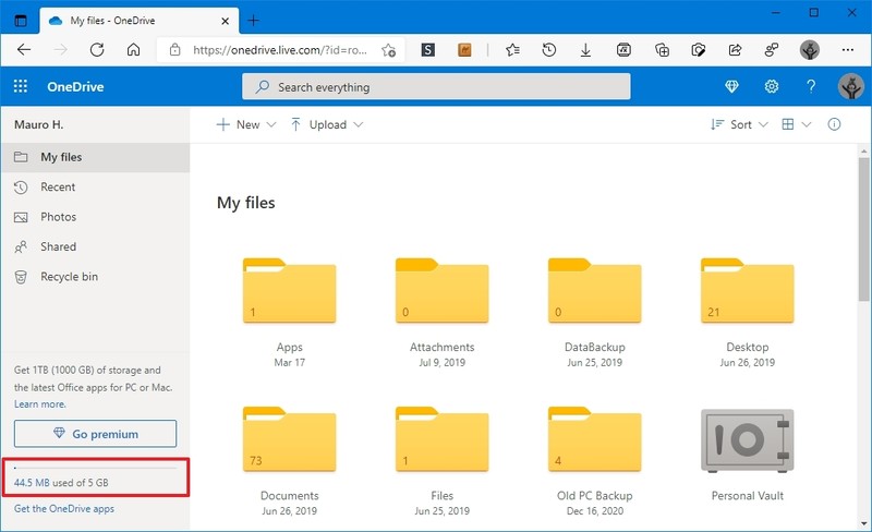 Uso del almacenamiento web de Onedrive