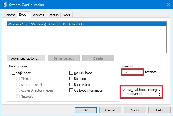 Configuración del sistema cambiar el tiempo de espera del menú de inicio