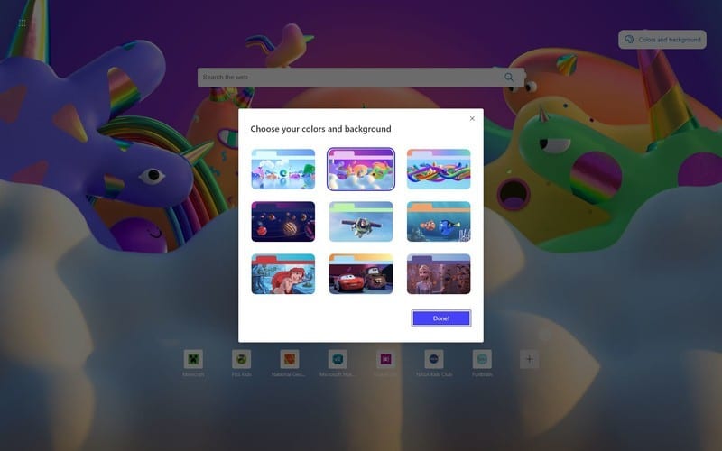 Temas de Microsoft Edge para el modo Niños