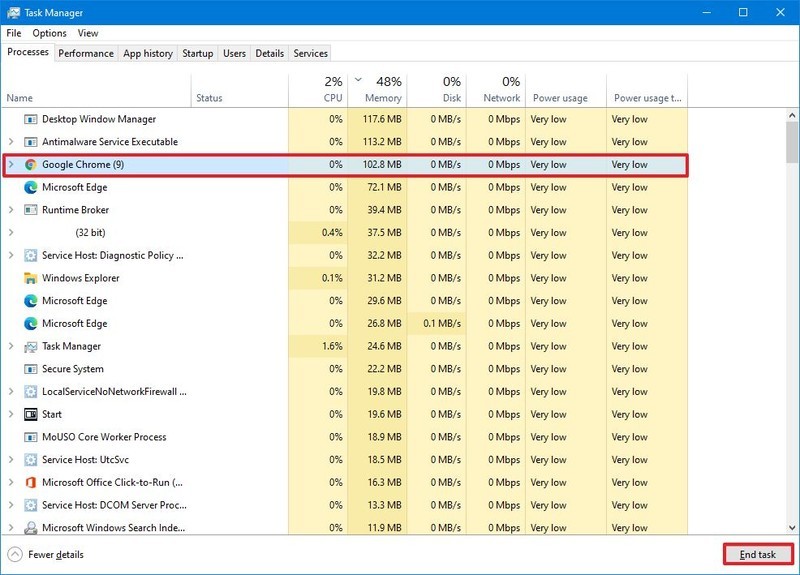 Uso elevado de memoria de la aplicación Windows 10