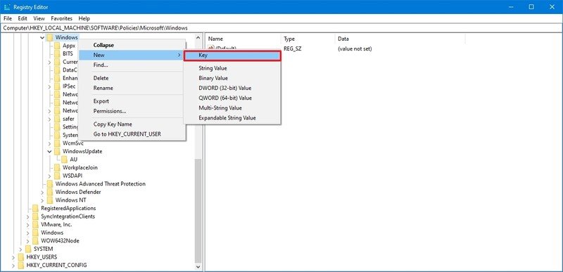 WindowsUpdate Regedit Key