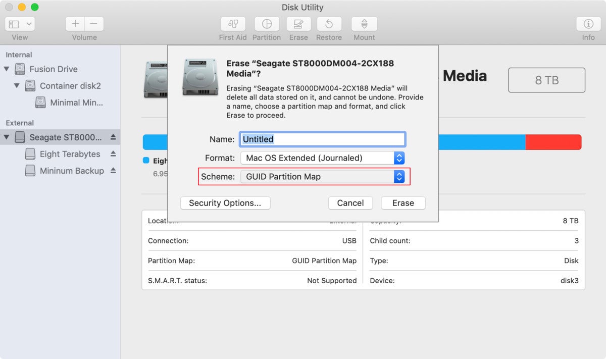 esquema de utilidad de disco mac911 resaltado