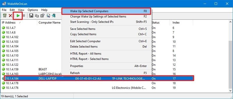 Encienda la PC con Wake on LAN