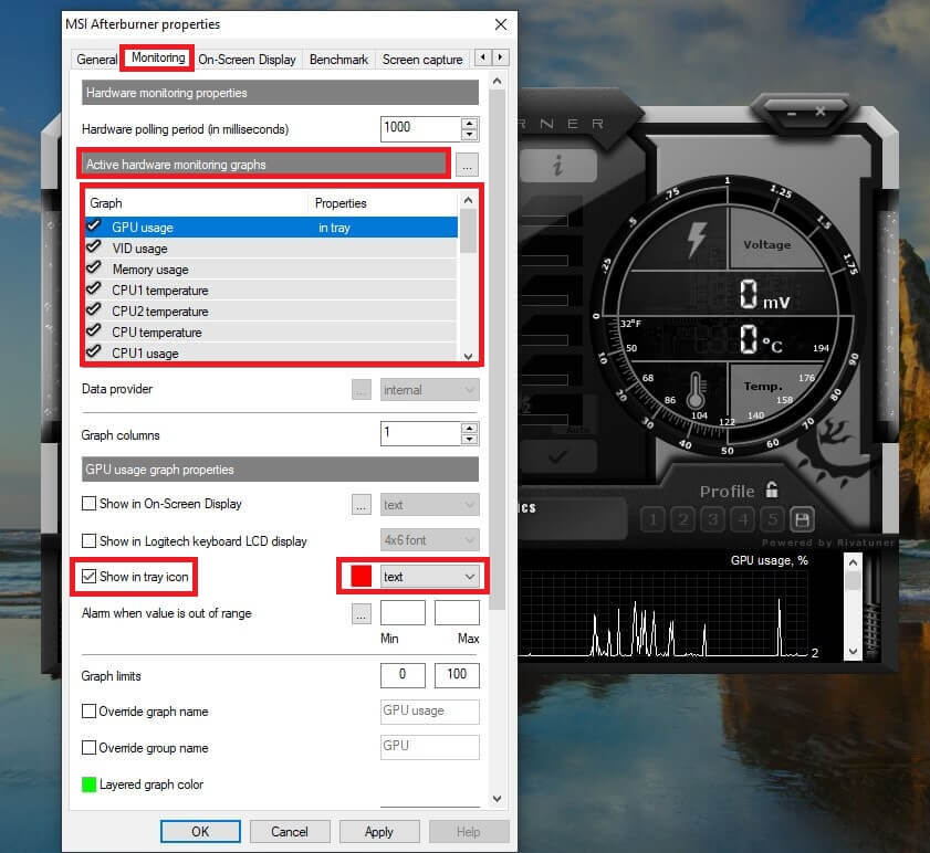 modifica los gráficos que te interesa fijar en tu barra de tareas.  |  Cómo mostrar la temperatura de la CPU y la GPU en la barra de tareas