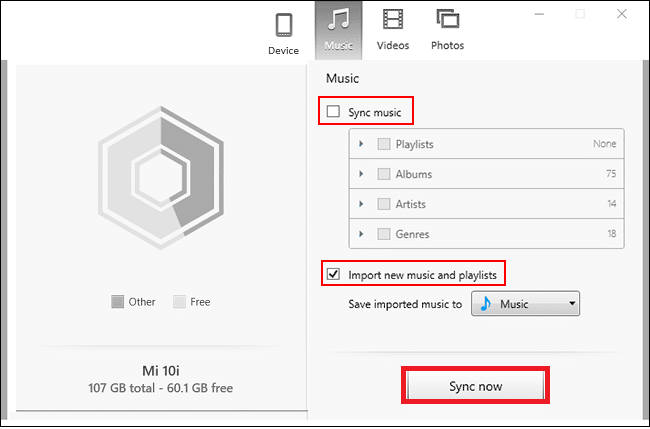 haga clic en el botón Sincronizar ahora y sus archivos comenzarán a transferirse a su Android desde iTunes