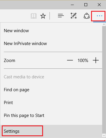 haga clic en tres puntos y luego haga clic en configuración en Microsoft edge