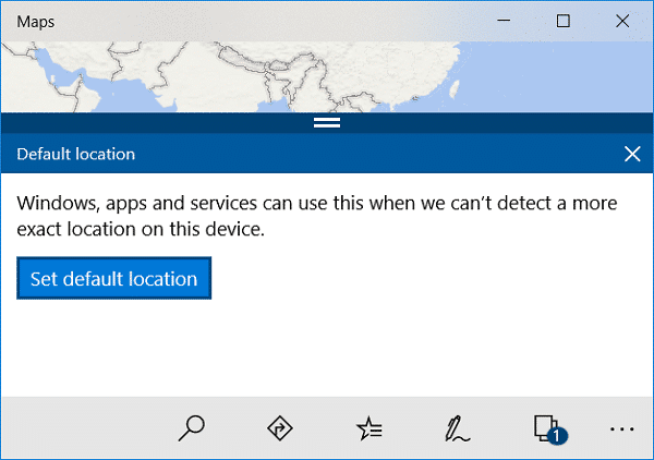 Haga clic en Establecer ubicación predeterminada en Mapas