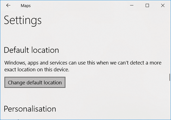 Desplácese hacia abajo hasta Ubicación predeterminada y luego haga clic en Cambiar ubicación predeterminada