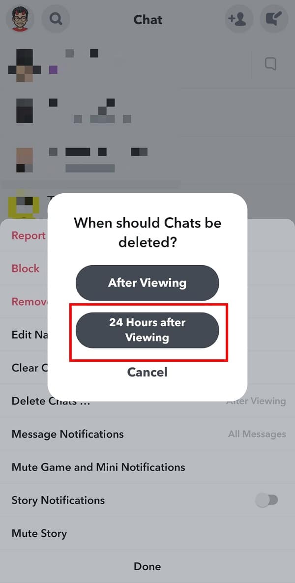 Toca 24 horas después de verlo.  |  Cómo guardar mensajes de Snapchat durante 24 horas