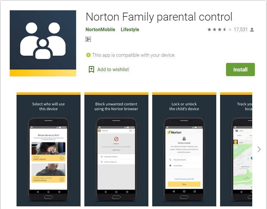 Control parental de la familia Norton |  bloquear sitios web inapropiados en android