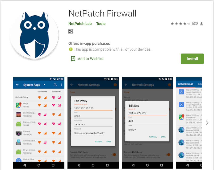 Cortafuegos NetPatch |  Las mejores aplicaciones de autenticación de cortafuegos para teléfonos Android