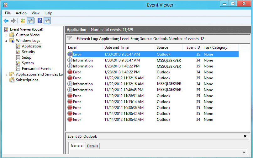 Ahora, desde el menú de la izquierda, haga doble clic en Registros de Windows y luego verifique los registros de la aplicación y del sistema.