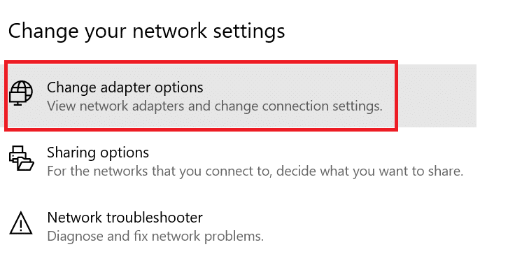 Haga clic en Cambiar opciones de adaptador