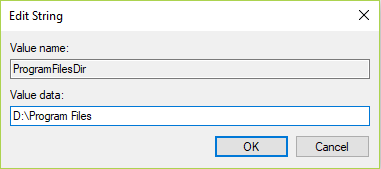 Ahora cambie el valor predeterminado C:Archivos de programa a la ruta en la que desea instalar todos sus programas, como D:Archivos de programa
