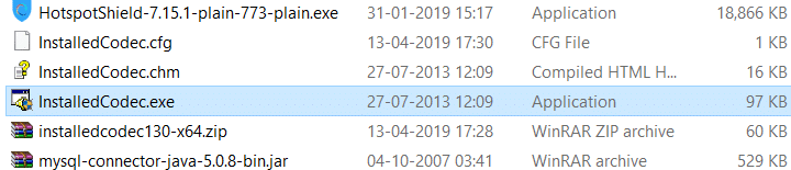 haga clic en el archivo exe después de la extracción con el nombre de InstalledCodec.exe