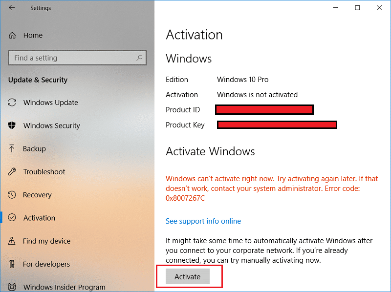 Ahora haga clic en Activar en Activar Windows