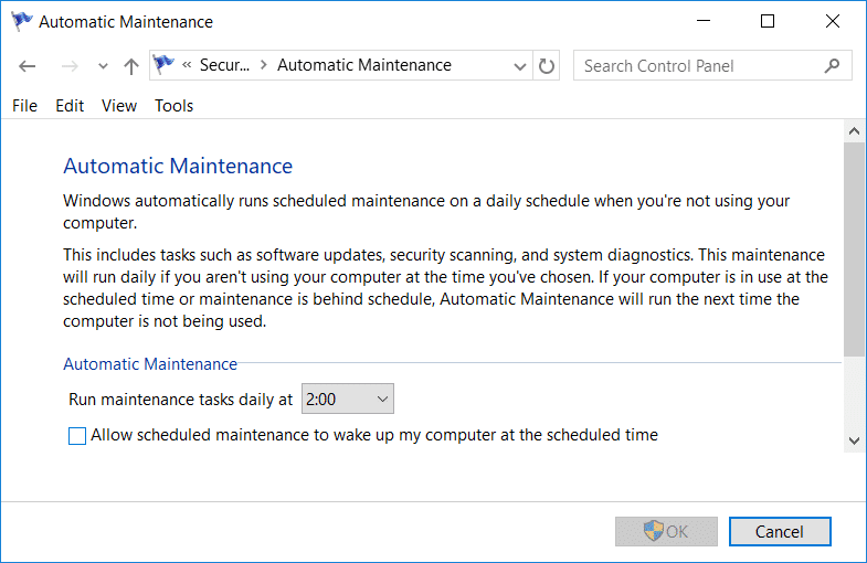 Deshabilitar el mantenimiento automático en Windows 10 |  Arreglar el alto uso de CPU del instalador de módulos de Windows