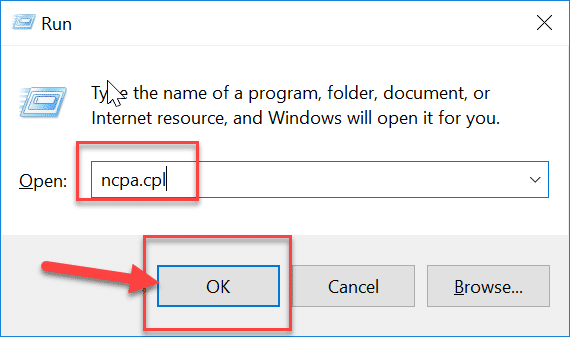 Presiona-Windows-Key-R-luego-escribe-ncpa.cpl-y-presiona-Enter |  Arreglar 