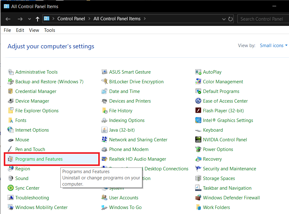 En el Panel de control, haga clic en Programas y características