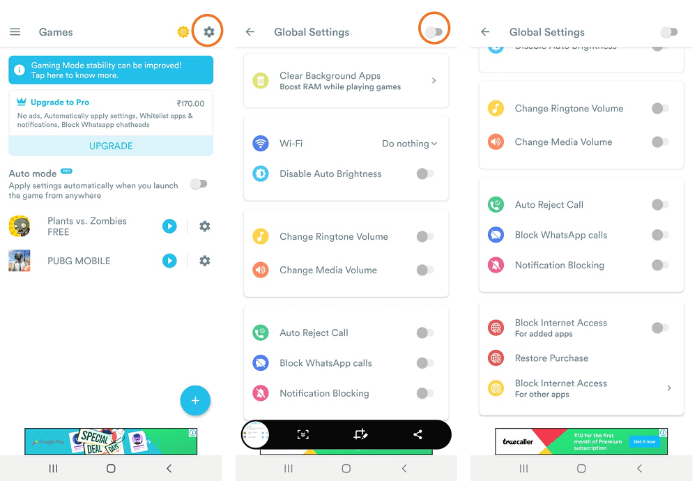 Alterne la configuración para activarla o desactivarla |  Cómo obtener el modo de juego en Android