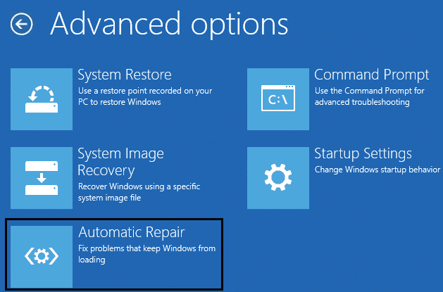 ejecute la reparación automática para arreglar o reparar el registro de arranque maestro (MBR) en Windows 10