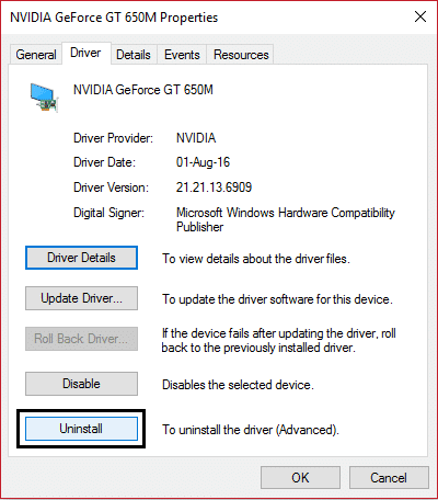 desinstalar los controladores de pantalla de Nvidia