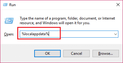 para abrir el tipo de datos de la aplicación local %localappdata% |  Reparar la aplicación Host ha dejado de funcionar error