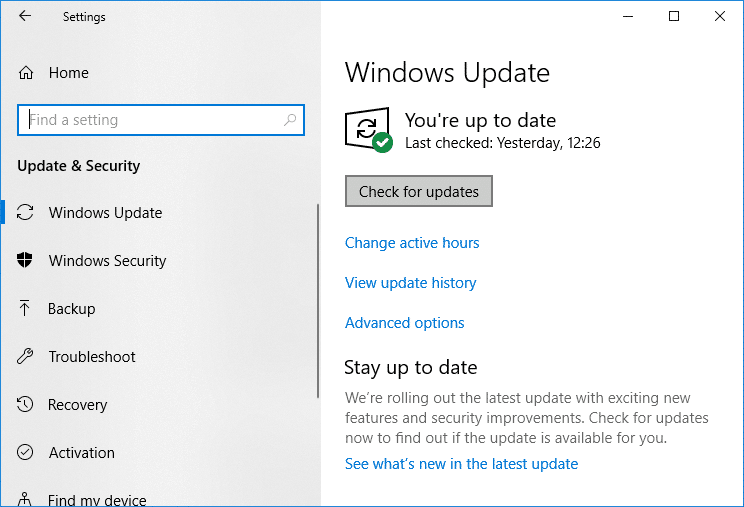 Buscar actualizaciones de Windows |  Solucione el alto uso de CPU por WUDFHost.exe