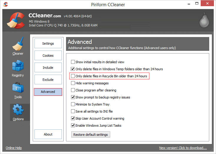 Solo elimine archivos en la carpeta temporal de Windows que tengan más de 24 horas.