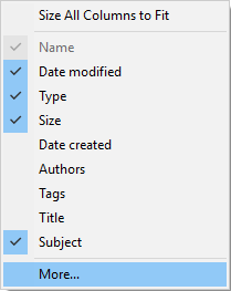 Haga clic derecho en la columna y seleccione Más