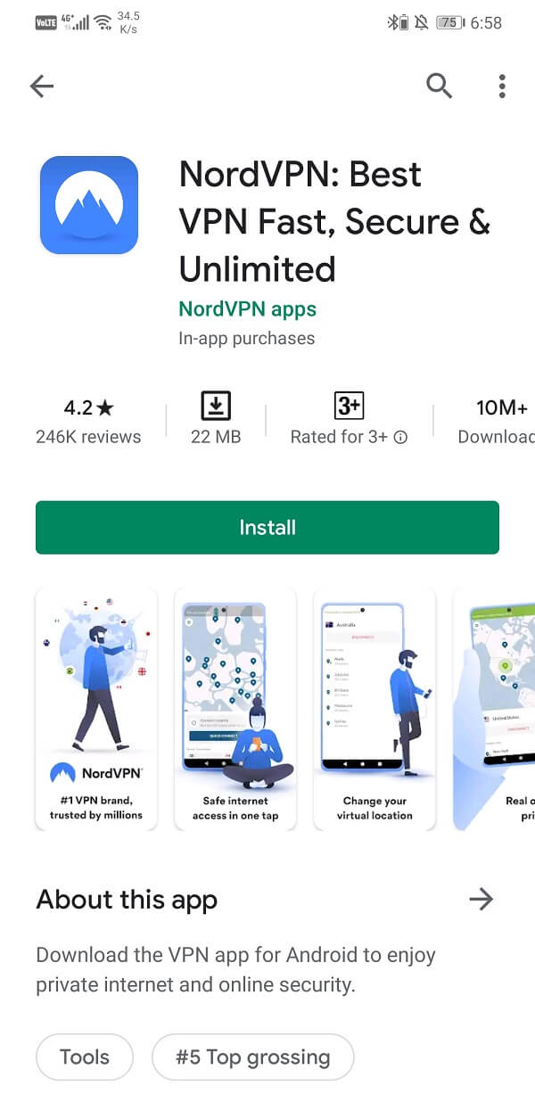 Instale una VPN en su dispositivo, elija NordVPN o cualquier otra