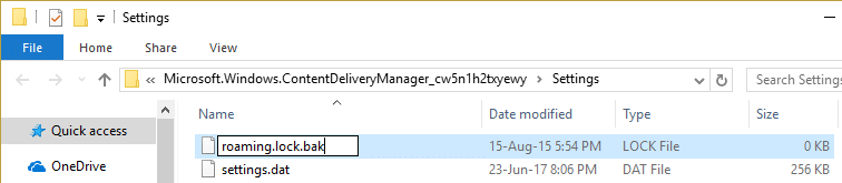 cambie el nombre de roaming.lock y settings.dat a roaming.lock.bak y settings.dat.bak
