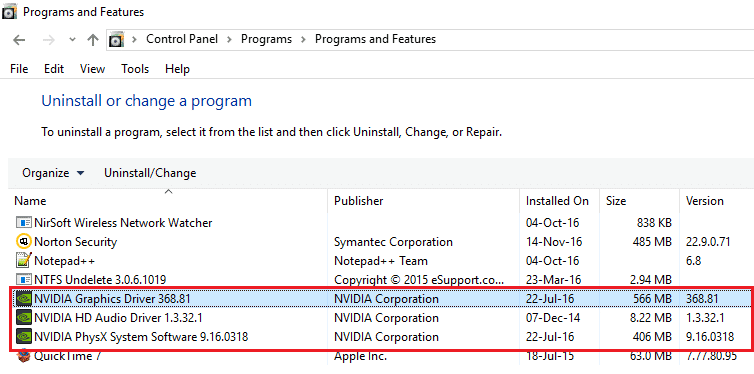 desinstalar todo lo relacionado con NVIDIA |  ¿Error de infracción de vigilancia de DPC?  ¡Aquí está cómo arreglarlo!