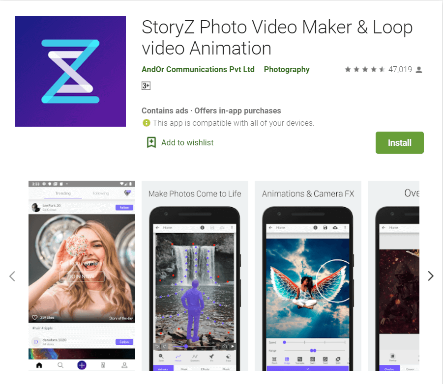 Creador de videos fotográficos StoryZ