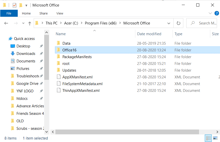 En Microsoft Folder busque una carpeta llamada OfficeXX donde XX es la versión de Office