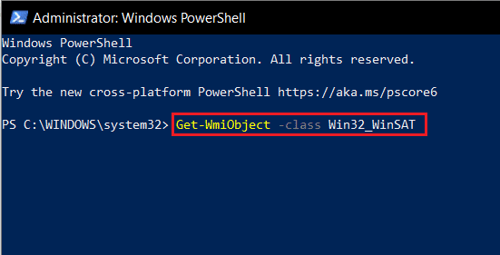 En la ventana de PowerShell, escriba el comando presione enter