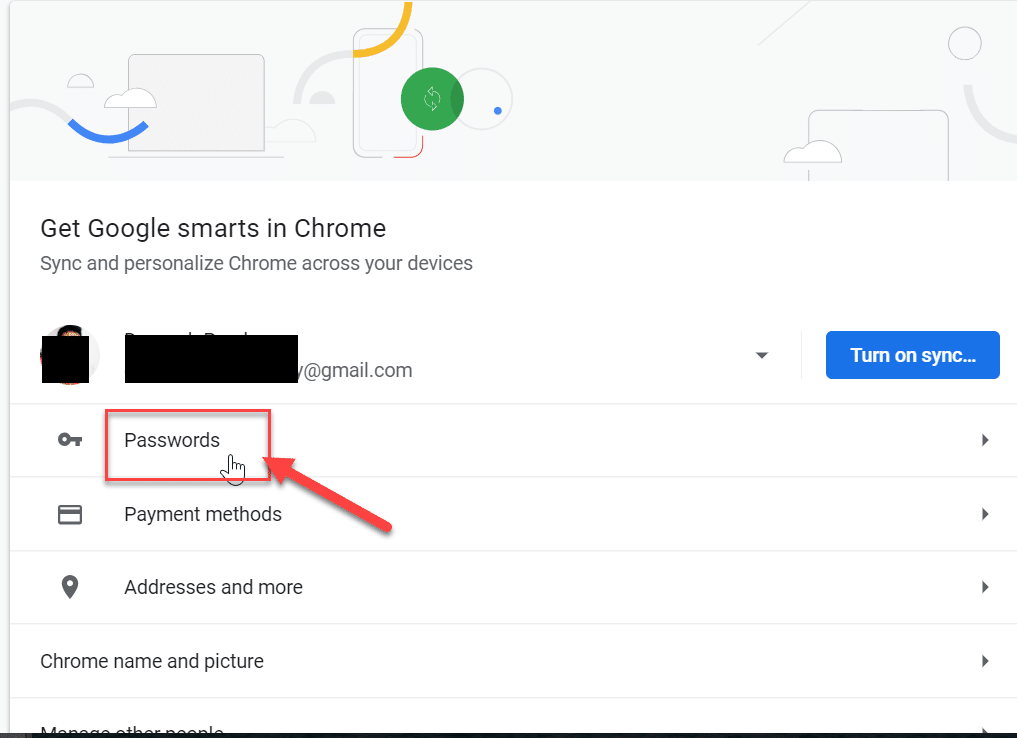 Desde la ventana de configuración de Chrome, haga clic en la opción Contraseña