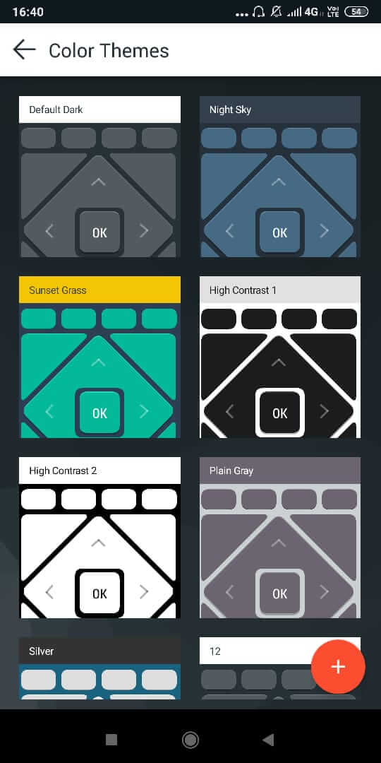 Vaya a la configuración de la aplicación y toque 'Temas de color' |  Convierte tu Smartphone en un Control Remoto Universal