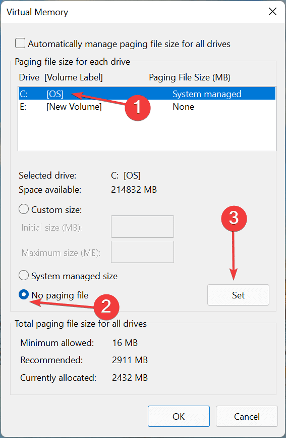 restablecer memoria virtual Windows 11