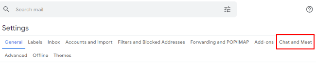 Configuración de Chat y Meet en Gmail