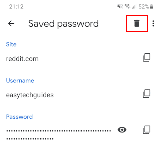 Eliminar una contraseña guardada en Google Chrome en Android